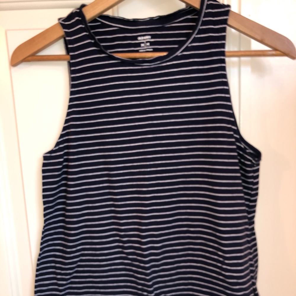 Girls navy blue and white striped tank top